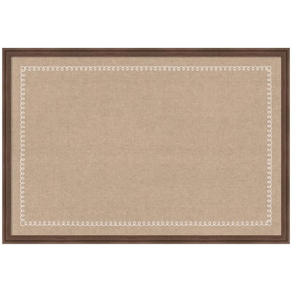 Florence 26 in. x 38 in. Brown Plastic Framed White Scallop Edge Fabric Memo Board