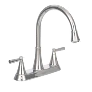 Cantara High-Arc 2-Handle Standard Kitchen Faucet with Side Sprayer in Polished Chrome