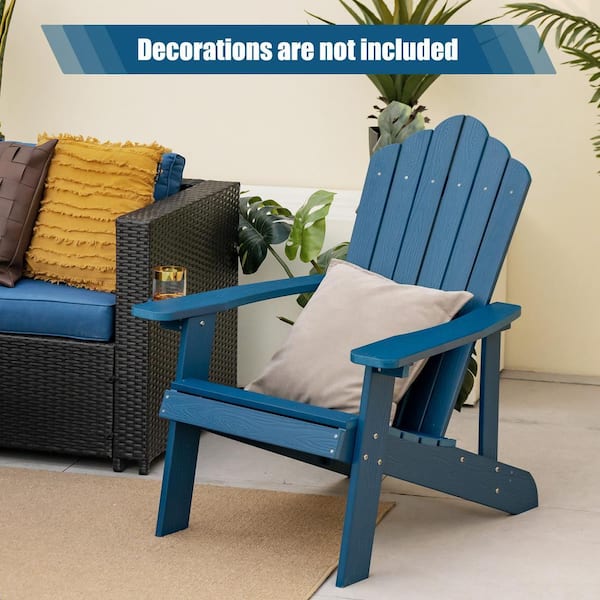 Gtnali Navy High Backrest Outdoor Plastic Adirondack Chair with
