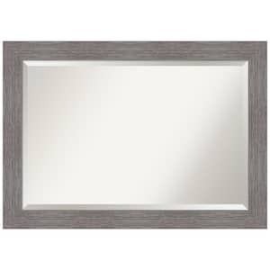 Medium Rectangle Pinstripe Plank Grey Beveled Glass Casual Mirror (29.5 in. H x 41.5 in. W)
