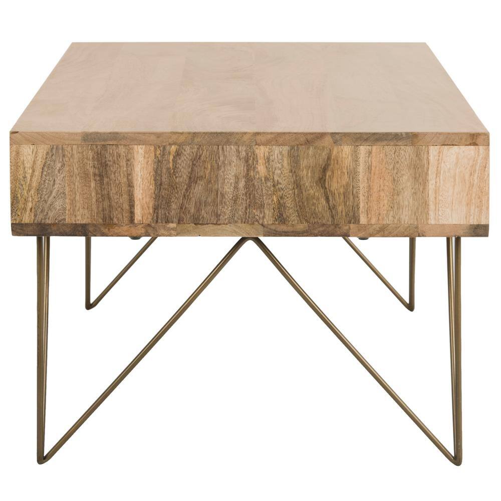 Transitional Mango Wood Rectangular Coffee Table with Storage