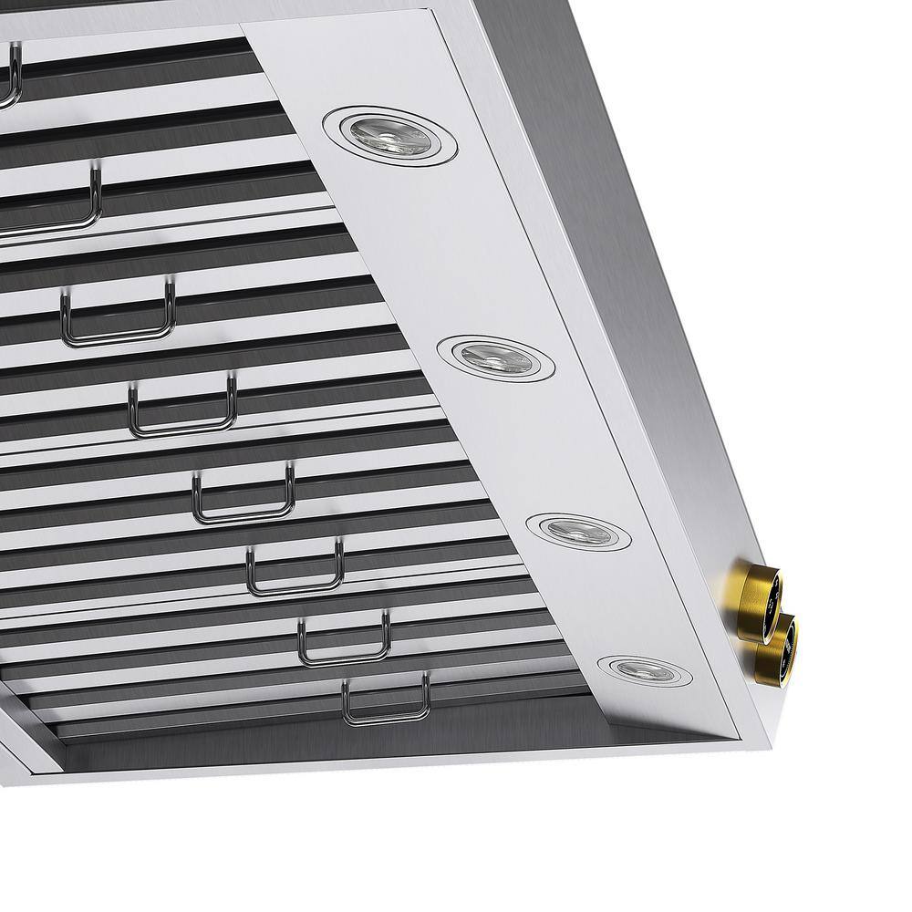 48-Inch Stainless Steel Under Cabinet Range Hood with Gold Accents