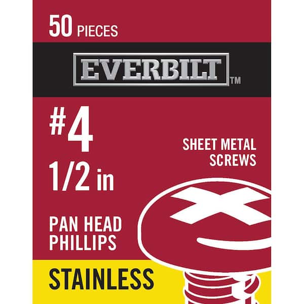 Everbilt #4 1/2 in. Phillips Pan-Head Sheet Metal Screws (50-Pack)