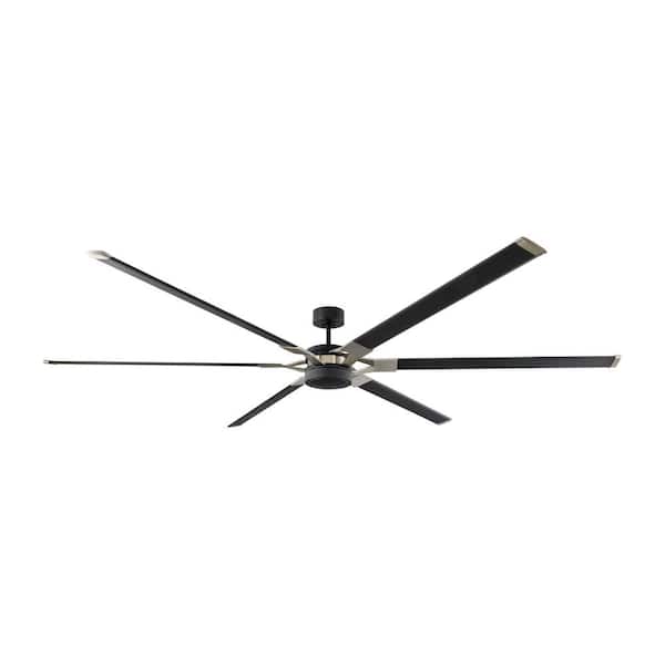 Generation Lighting - Loft 96 in. Integrated LED Indoor/Outdoor Midnight Black Ceiling Fan with Aluminum Blades, DC Motor and Remote Control