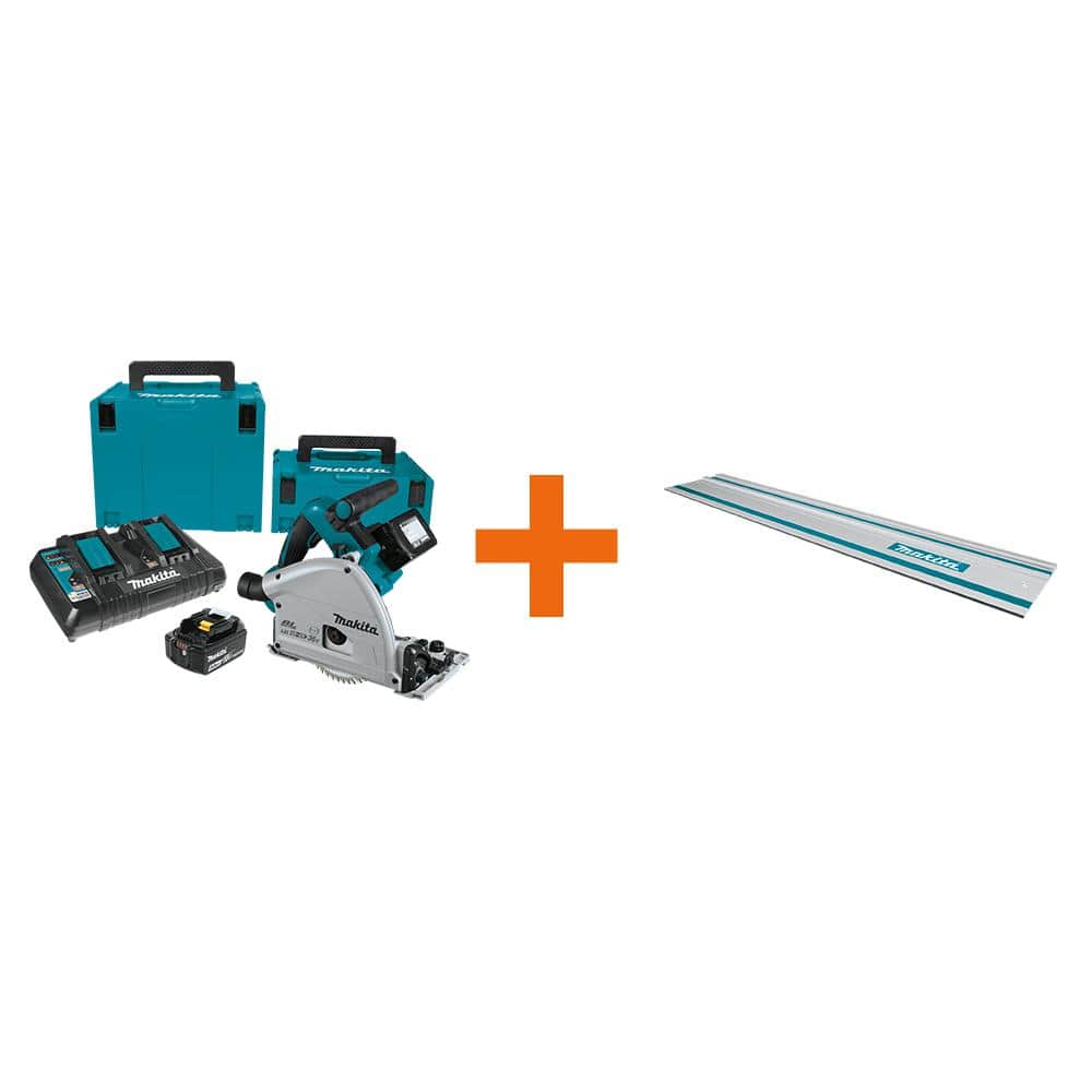 Makita 18V X2 LXT Lithium-Ion (36V) Brushless 6-1/2 in. Plunge Circular Saw  Kit 5.0Ah with bonus 39 in. Metal Guide Rail XPS01PTJ1991400 The Home  Depot