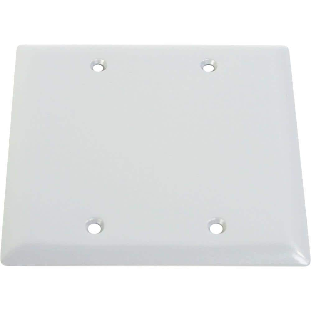 Greenfield 2 Gang Weatherproof Electrical Box Blank Cover White CB2WS   White Greenfield Covers Cb2ws 64 1000 