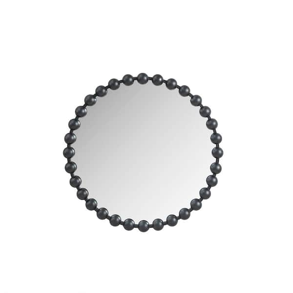 27 in. W. x 27 in. H Round Wall Mirror Metal Frame in Black Wall Mounted Mirror for Living Room, Entryway
