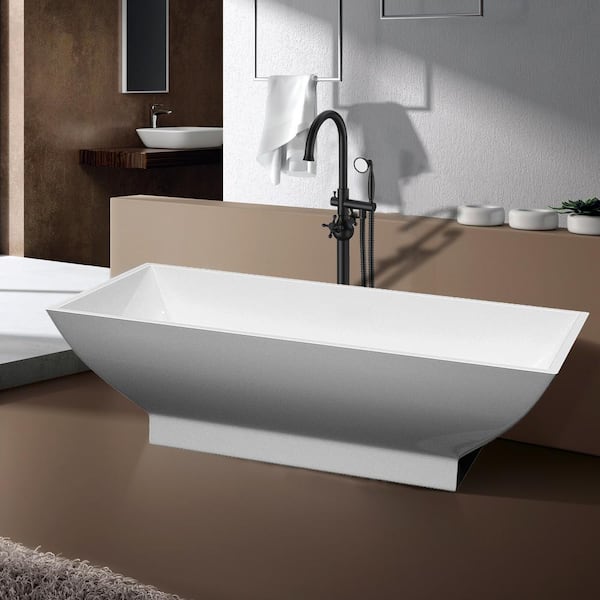 Unbranded Yilin 70 in. Acrylic Freestanding Flatbottom Bathtub in White