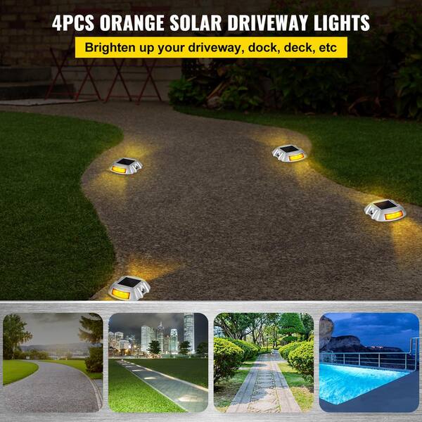 Solar 6 LEDs Marker Lights Waterproof for Pathway Driveway Dock Path Deck 