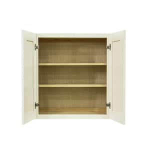 Princeton Assembled 24 in. x 30 in. x 12 in. 2-Door Wall Cabinet with 2-Shelves in Off-White
