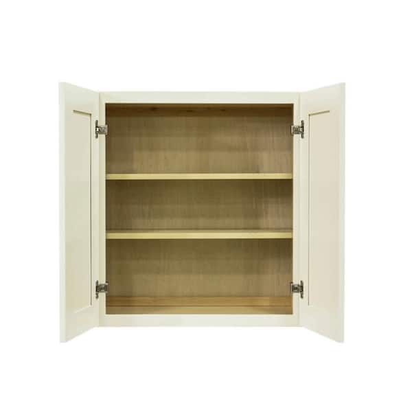Princeton Assembled 24 in. x 30 in. x 12 in. 2-Door Wall Cabinet with 2-Shelves in Off-White