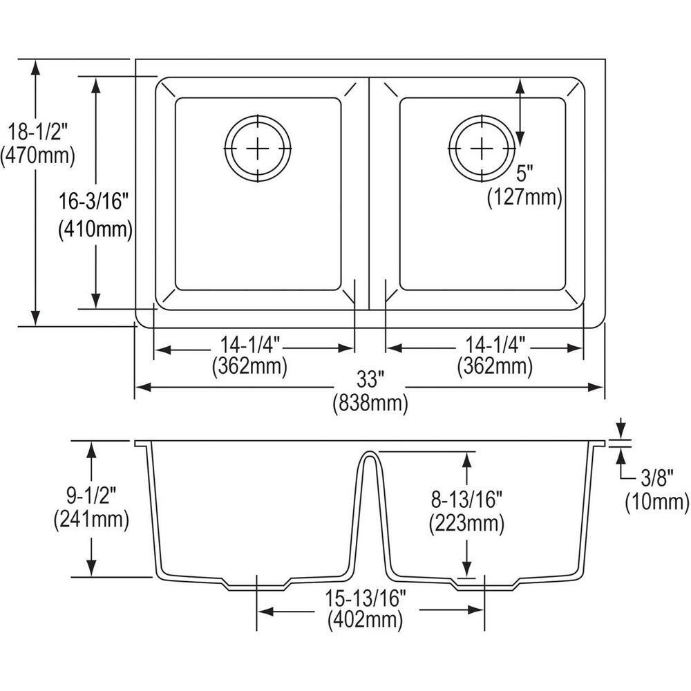 Graphite Double Bowl Undermount Quartz Kitchen Sink