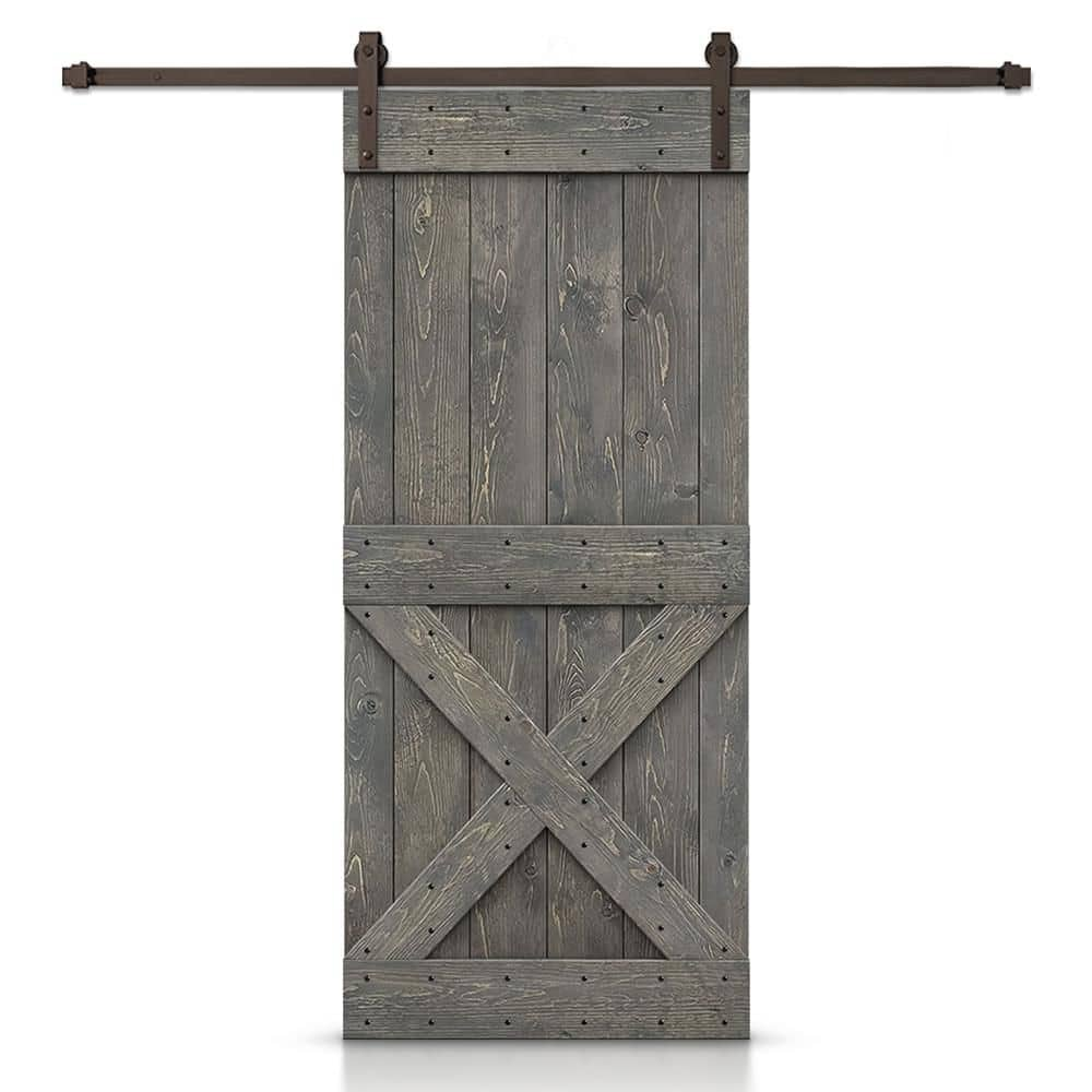 CALHOME 36 in. x 84 in. Distressed Mini X Weather Gray Stained DIY ...