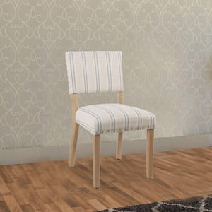 White and Blue Fabric Wooden Frame Dining Chair