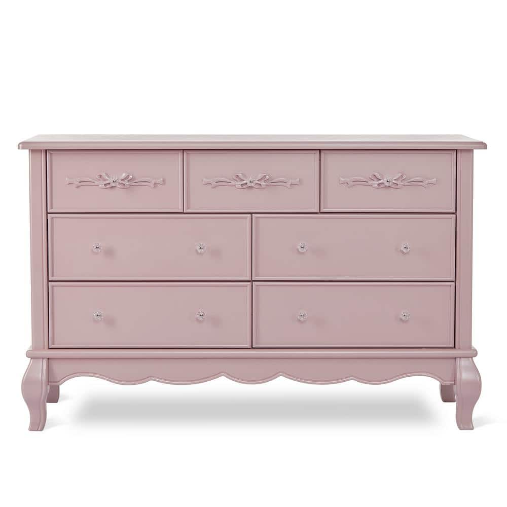 Blush Pink Pearl Double Dresser with Dovetail Drawers
