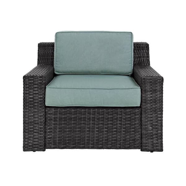 CROSLEY FURNITURE Beau Fort Wicker Outdoor Lounge Chair with Mist Cushion