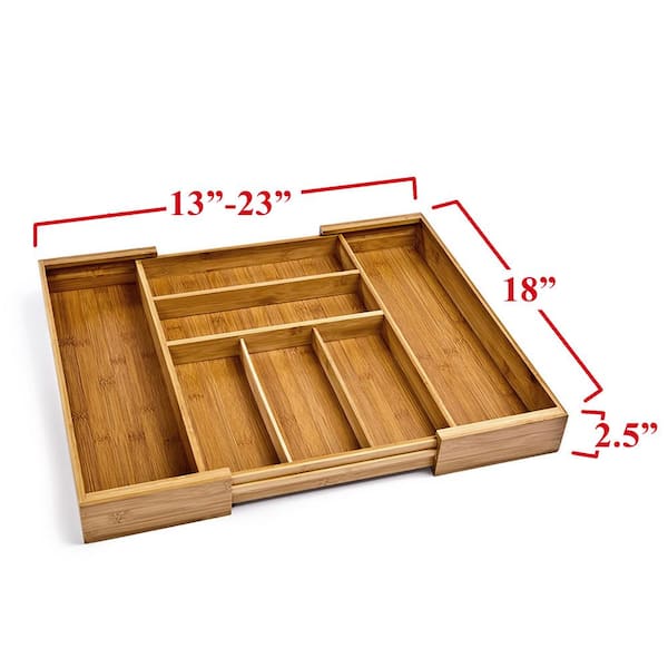 Rebrilliant Drawer Organizer Bamboo Storage Box - Kitchen Bathroom