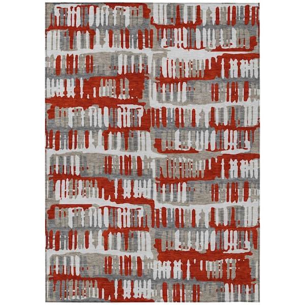 Chantille Machine Washable Indoor/Outdoor Abstract ACN2663 Red 5 ft. x 7 ft. 6 in. Area Rug