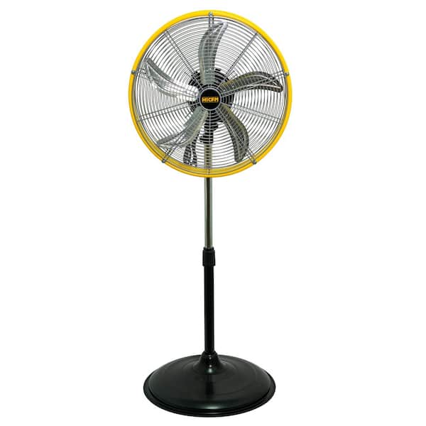 Edendirect 20 in. 3 Speeds High Velocity Pedestal Oscillating Fan in Yellow with Powerful 1/5 HP Motor