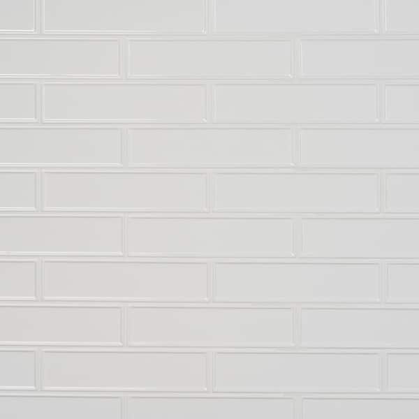 Ivy Hill Tile Shariel Framed Bianco 2.36 in. x 9.44 in. Polished Ceramic Wall Tile (7.74 sq. ft./Case)