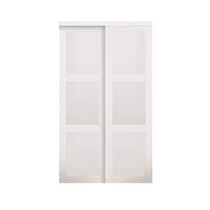 48 in. x 80 in. Off White 3-Lite Tempered Frosted Glass Composite Interior Sliding Door