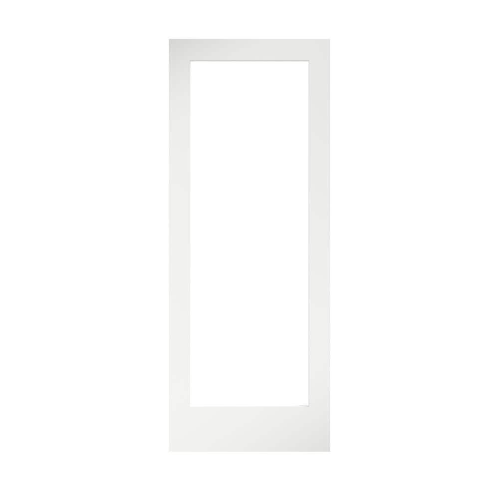 30" x 80" White Primed Pine Solid Core Interior Door with Clear Glass