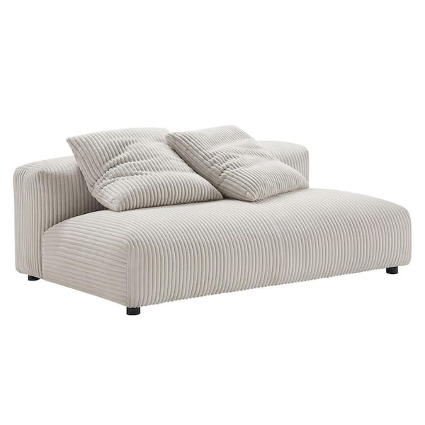 Solace Modular Corduroy Upholstered Armless Loveseat in Almond