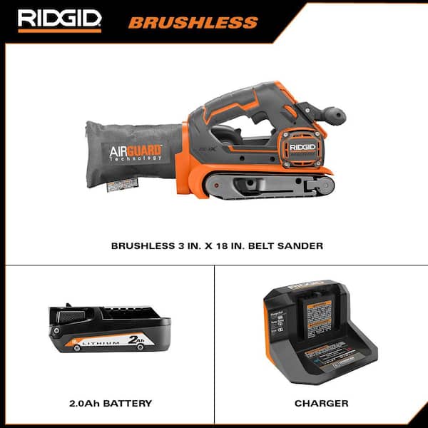 18V Brushless Cordless 3 in. x 18 in. Belt Sander Kit w/ Dust Bag, Sanding Belt, 18V Lithium-Ion 2 Ah Battery, & Charger