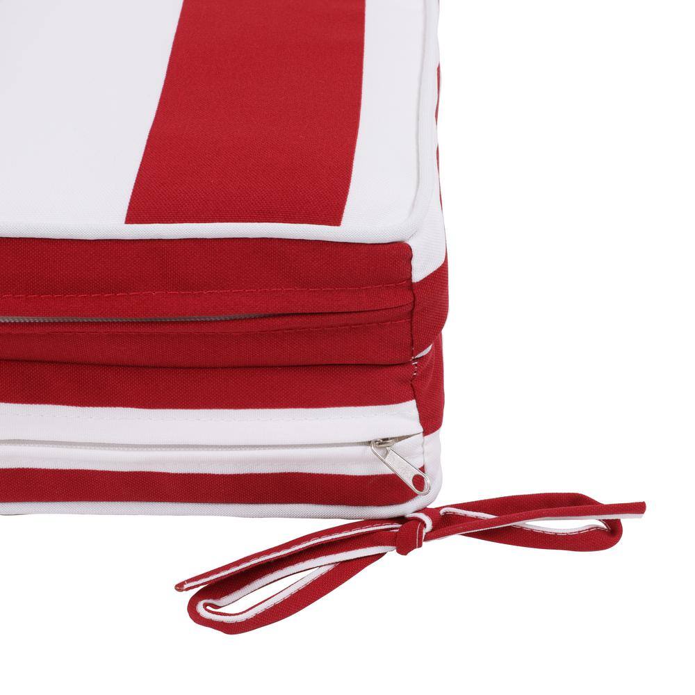 Red and White Striped Foam Chaise Lounge Cushion