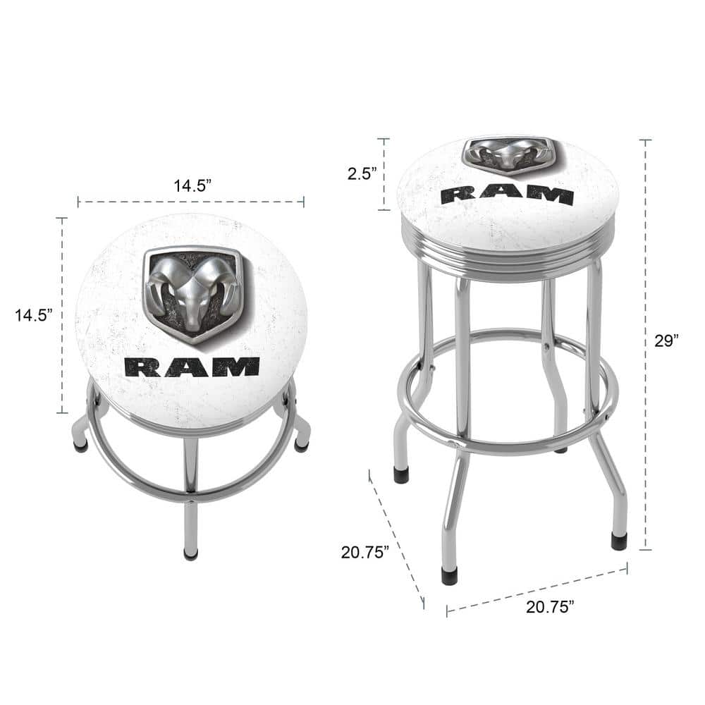 White Vinyl Swivel Bar Stool with Metal Frame