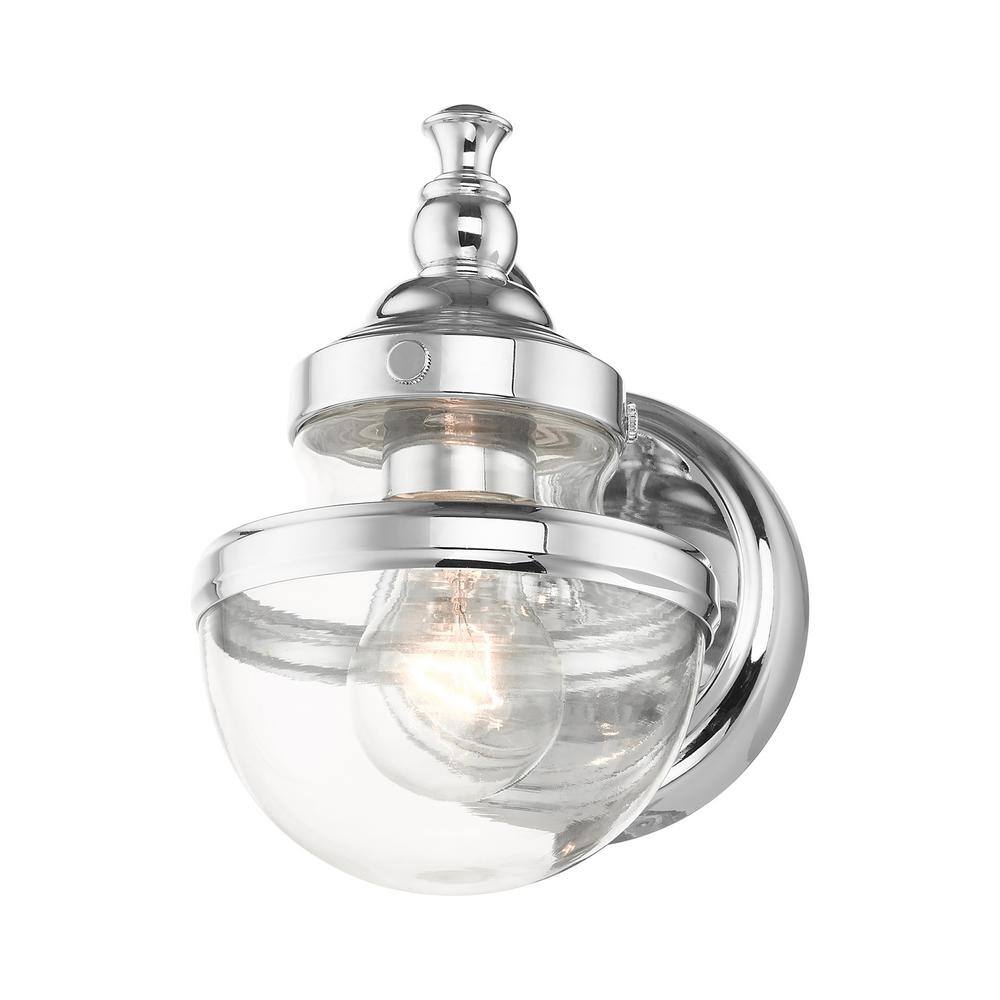 Polished Chrome 1-Light Vanity Sconce with Clear Glass