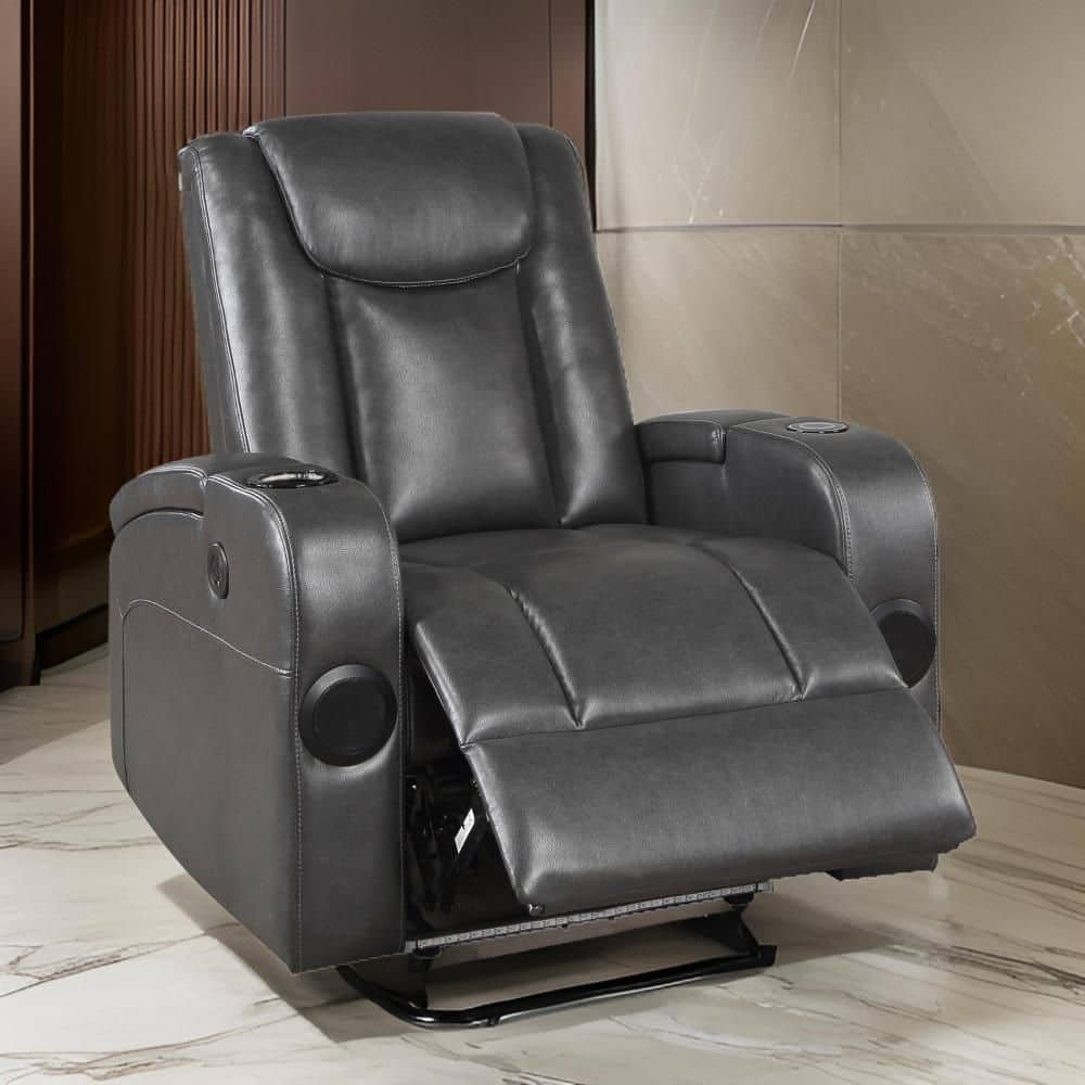 Emily Gray Faux Leather Glider Power Recliner Chair with Cup Holders price history on PriceWatchPro