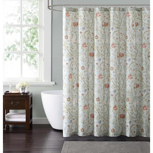 Bedford 72 in. Blue and Blush Shower Curtain