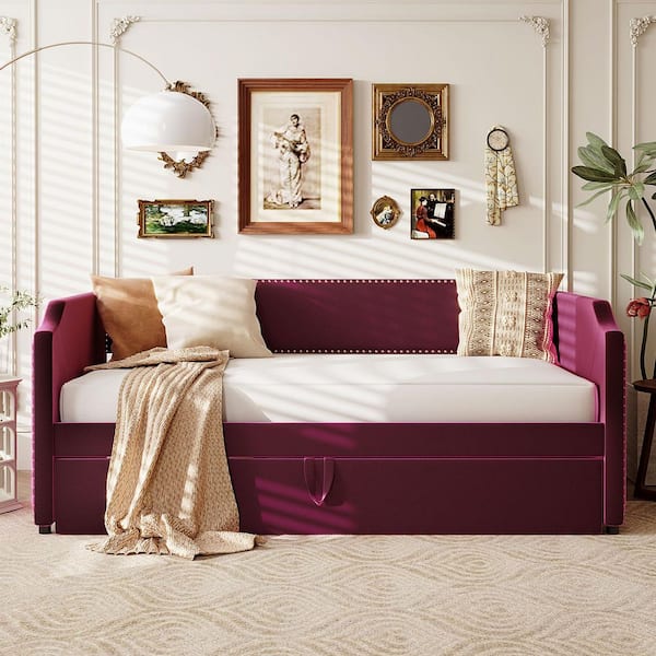 Polibi Wine Red Twin Daybed with Pop Up Trundle SL266-1754AAJ - The ...