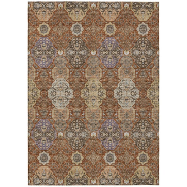 Chantille Machine Washable Indoor/Outdoor Abstract ACN2484 Paprika 5 ft. x 7 ft. 6 in. Area Rug