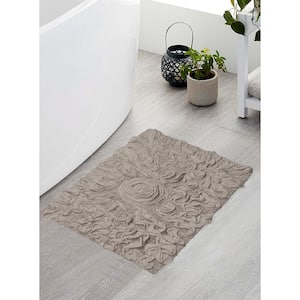 Bell Flower Collection 100% Cotton Tufted Bath Rugs, 17 in. x24 in. Rectangle, Linen