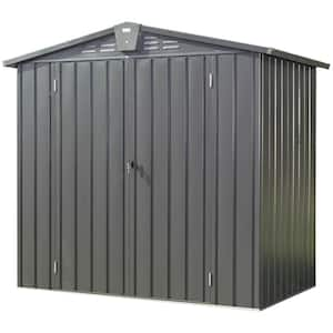 6.5 ft. W x 4.2 ft. D Metal Outdoor Storage Shed Garden Tool Cabinet with Lockable Double Door, Black (24 sq.ft.)