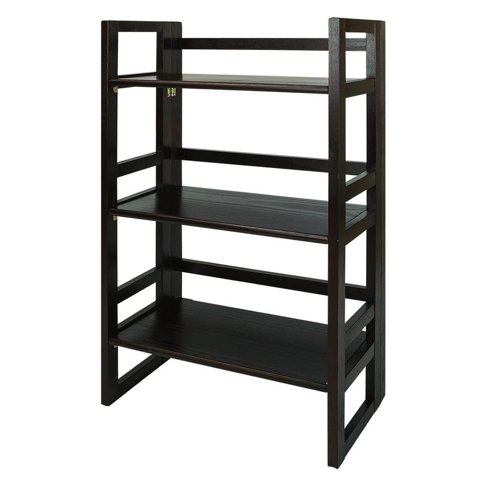 37 in. Natural New Wood 3-Shelf Etagere Bookcase with Open Back