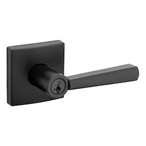 Prestige Spyglass Matte Black Entry Door Handle Featuring SmartKey Security with Microban Antimicrobial Technology