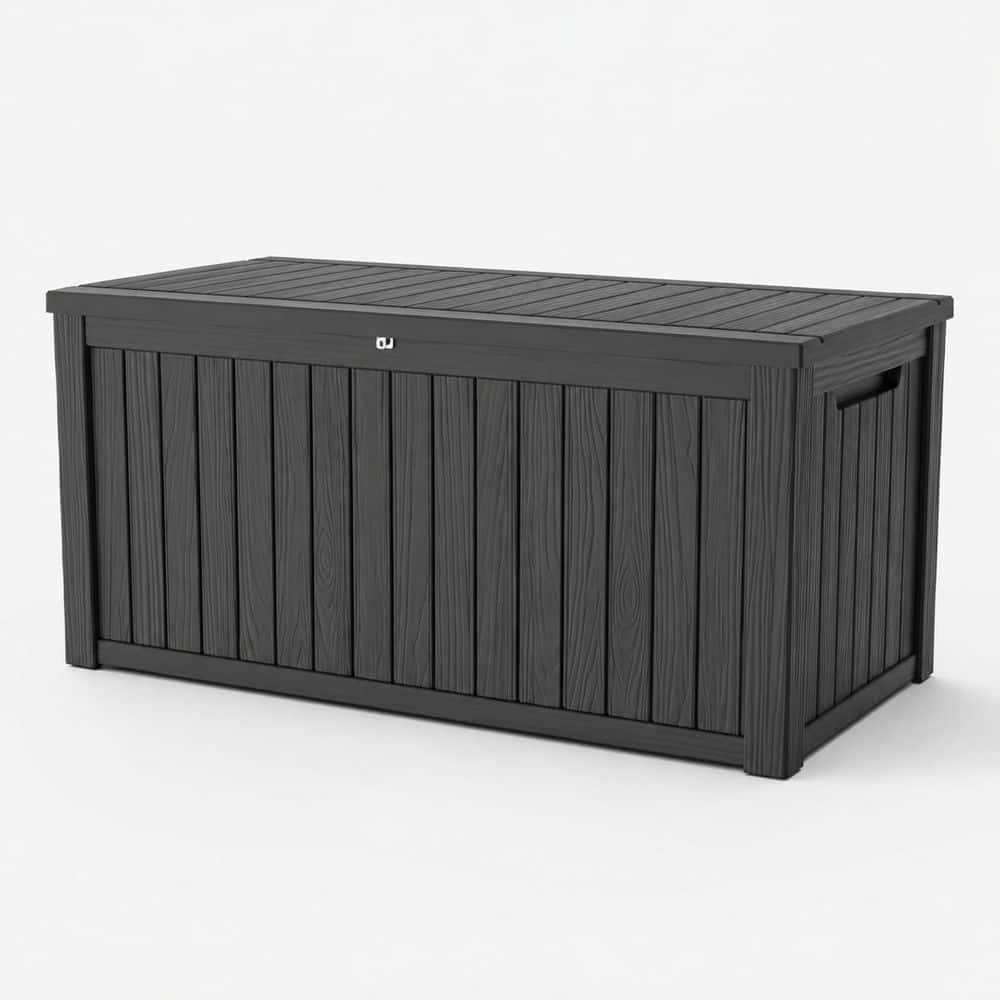 180 Gal. Extra Large Black Wood Grain Resin Deck Box with Dual Gas Struts 660 lbs Lid Capacity Patio Outdoor Storage Box price history on PriceWatchPro