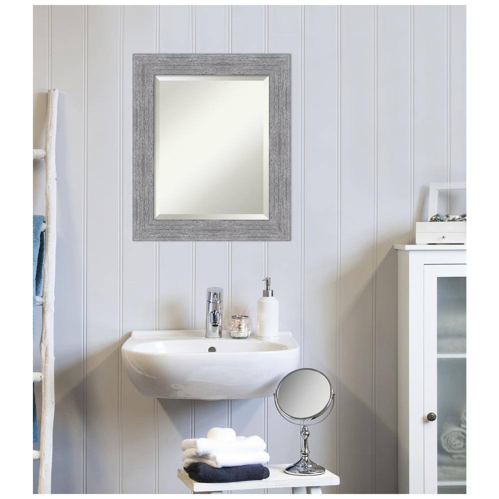 Bark Rustic Char Bronze-Toned Wood Framed Beveled Mirror 21x25 in