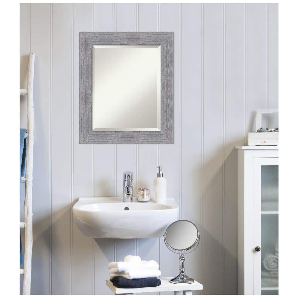 Bark Rustic Char Bronze-Toned Wood Framed Beveled Mirror 21x25 in