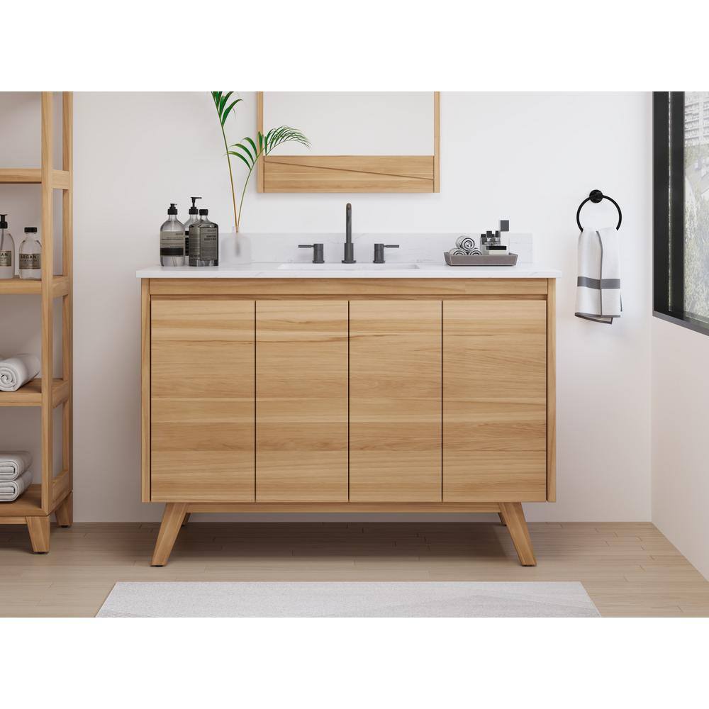 Coventry 49" Natural Teak Bath Vanity with White Stone Top