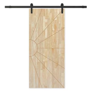 42 in. x 96 in. Natural Solid Wood Unfinished Interior Sliding Barn Door with Hardware Kit