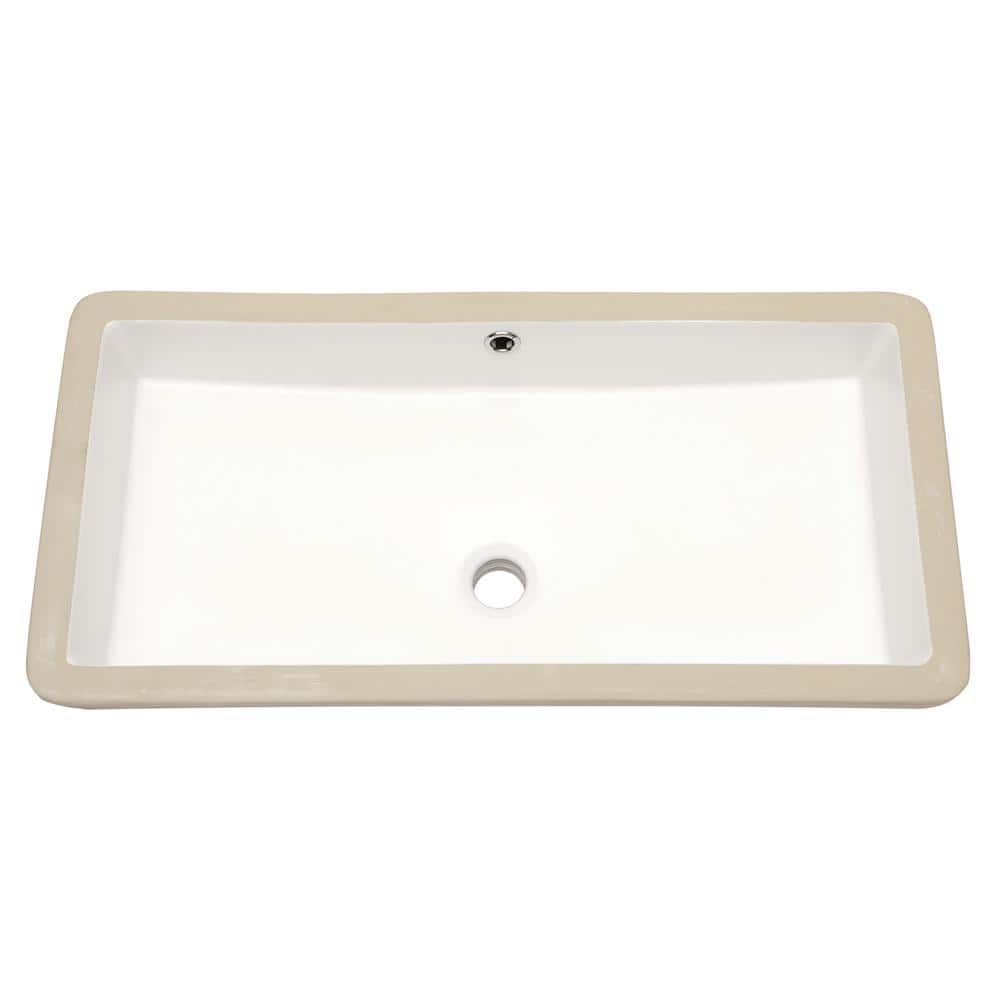 Aoibox 28 in. Undermount Rectangular Bathroom Sink with Overflow Drain ...