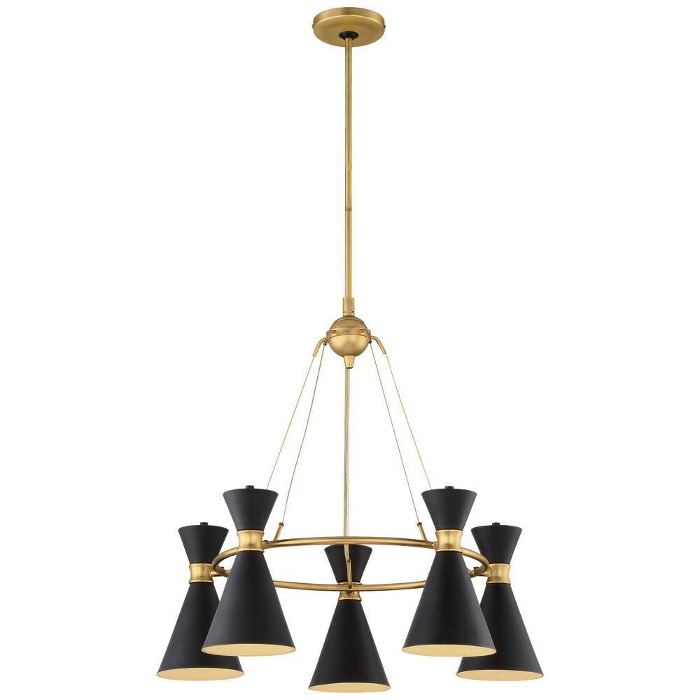 Conic 5-Light Honey Gold Pendant with Matte Black Shade price history on PriceWatchPro