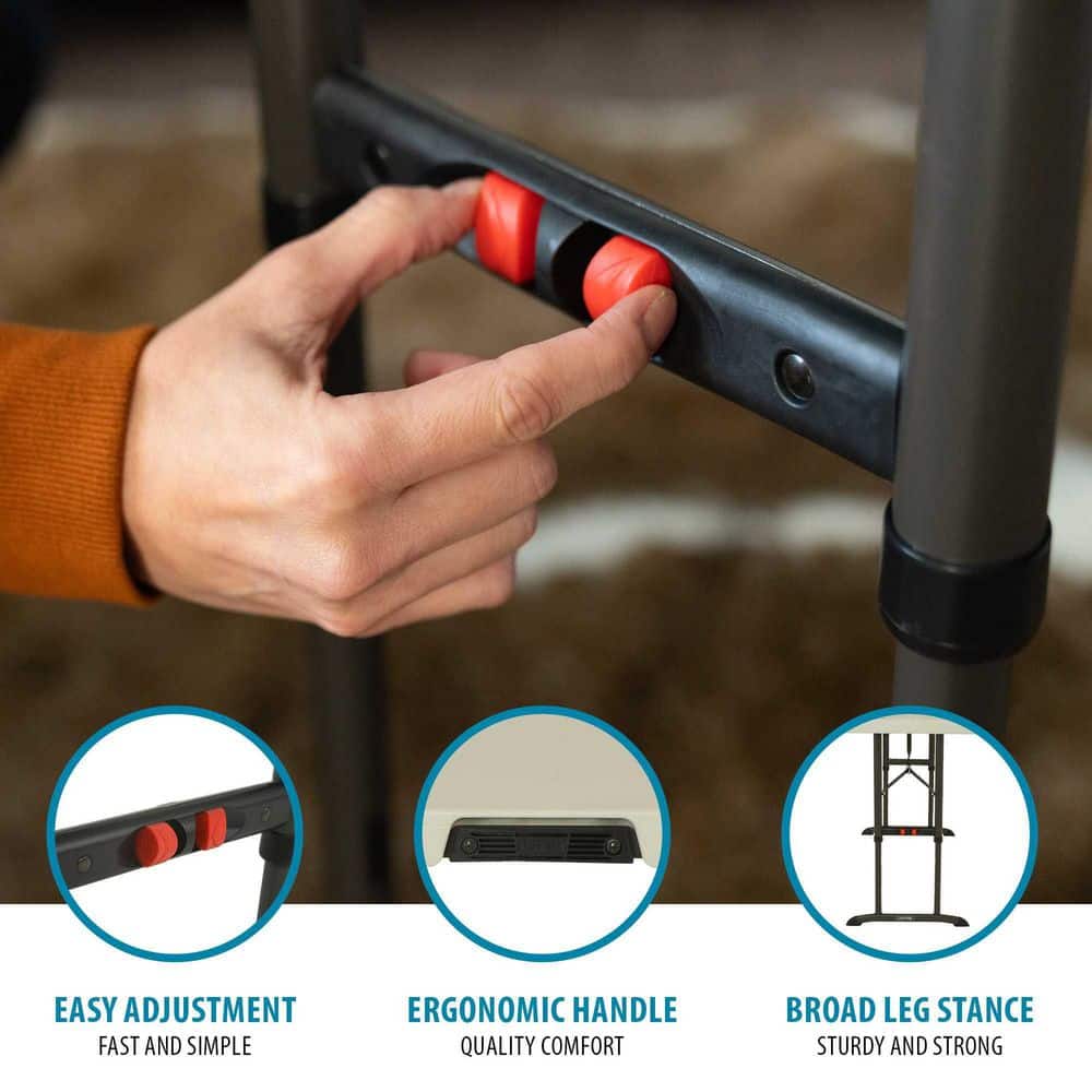 4-Foot Adjustable Height Almond Plastic Folding Table