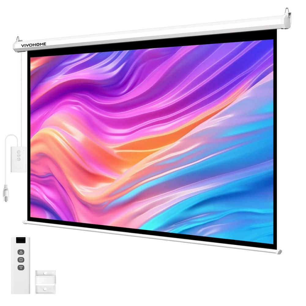 Projector With Inbuilt Screen VIVOHOME 84 in. 16:9 Auto Electric Wall and Ceiling Projection Screen ...