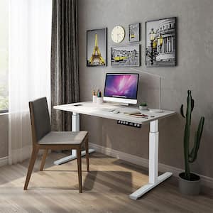 27 in. White rectangle Electric Standing Desk Frame Dual Motor with Height Adjustable Stand