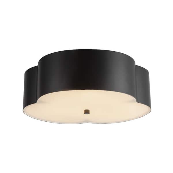 Adella 14 in. 3-Light 60-Watt Matte Black Flush Mount